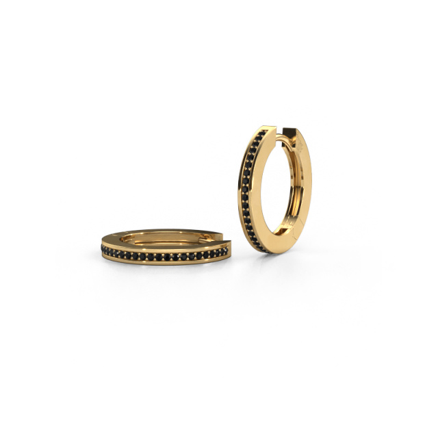 Image of Hoop earrings Renee 4 12 mm 585 gold Black diamond 0.456 crt