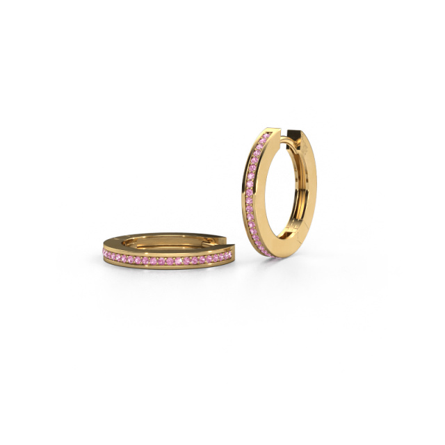Image of Hoop earrings renee 4 12 mm 585 gold Pink sapphire 1 mm