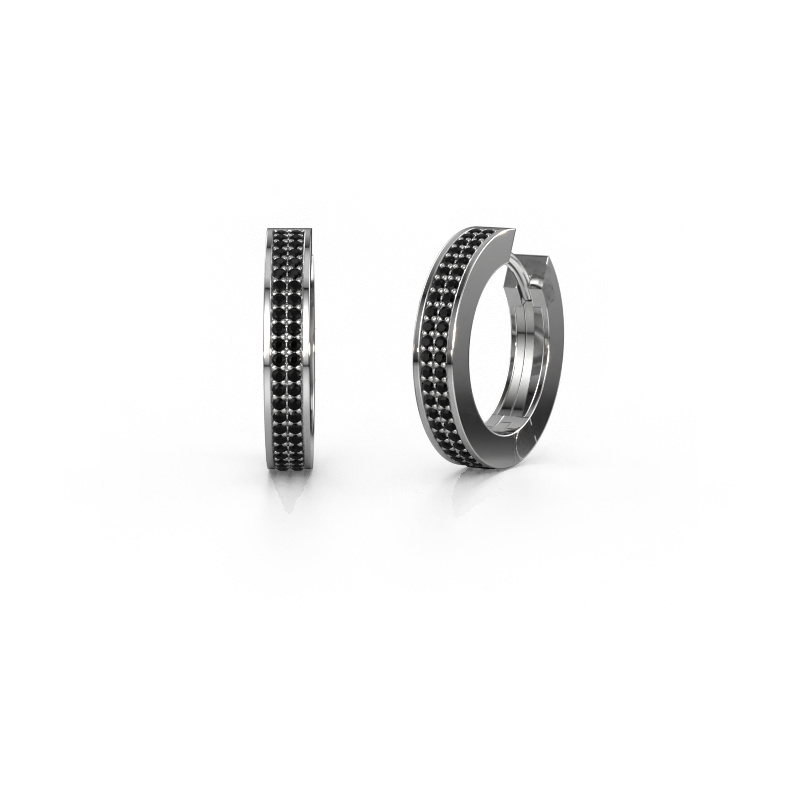 Image of Hoop earrings Renee 5 12 mm 585 white gold Black diamond 0.936 crt