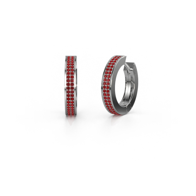 Image of Hoop earrings renee 5 12 mm 585 white gold Ruby 1 mm