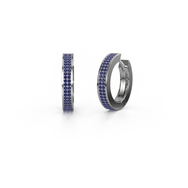 Image of Hoop earrings Renee 5 12 mm 585 white gold Sapphire 1 mm