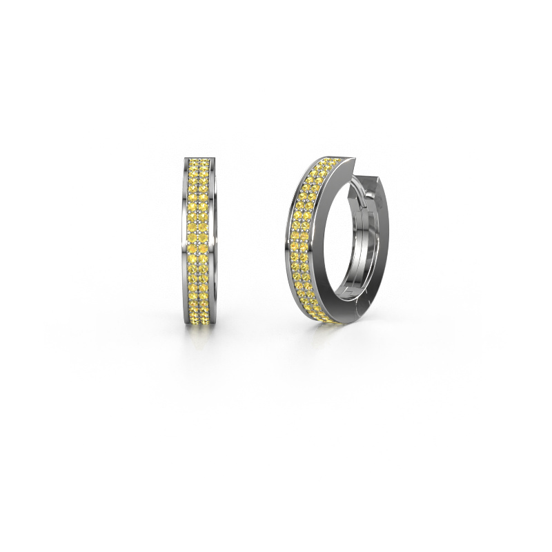 Image of Hoop earrings renee 5 12 mm 950 platinum Yellow sapphire 1 mm
