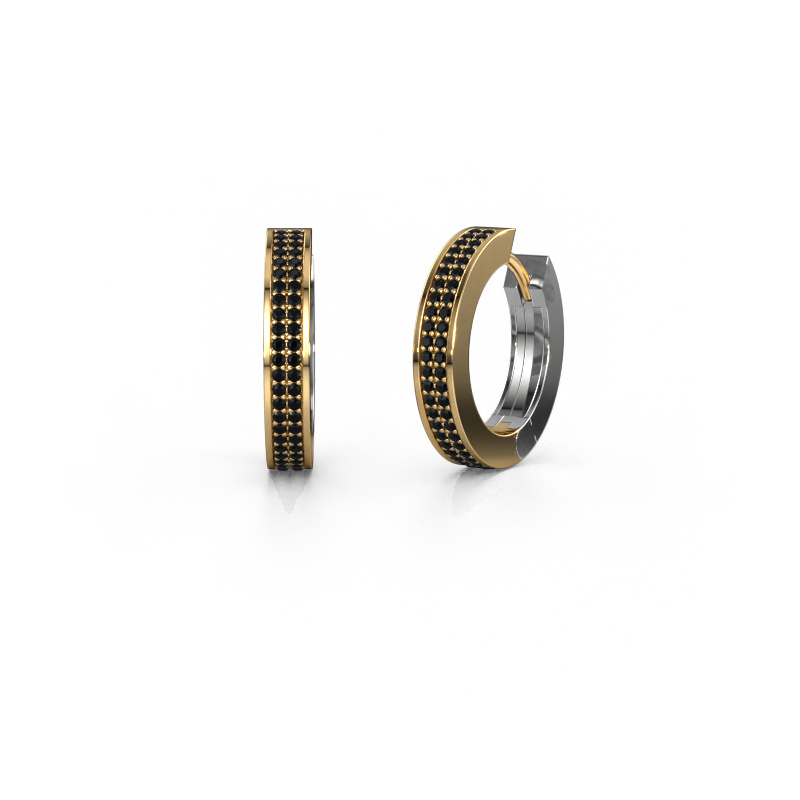 Image of Hoop earrings renee 5 12 mm 585 gold Black diamond 0.936 crt