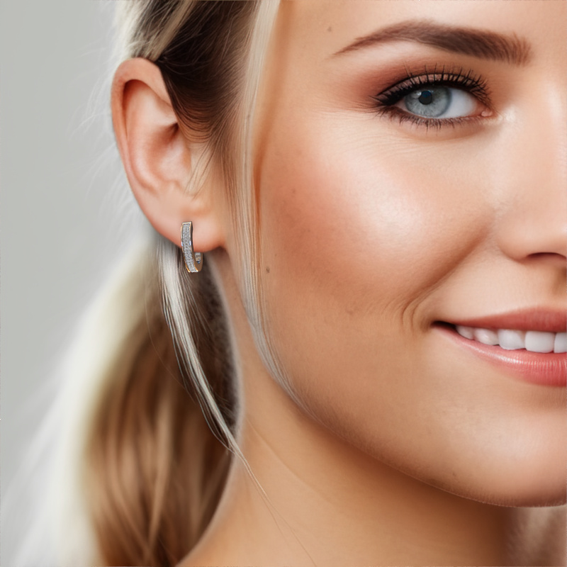 Image of Hoop earrings renee 5 12 mm 950 platinum Zirconia 1 mm