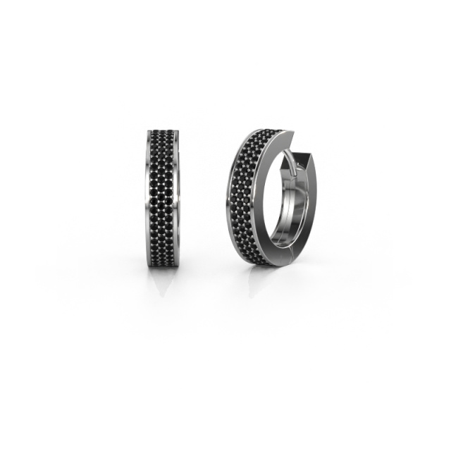 Image of Hoop earrings Renee 6 12 mm 585 white gold Black diamond 1.344 crt