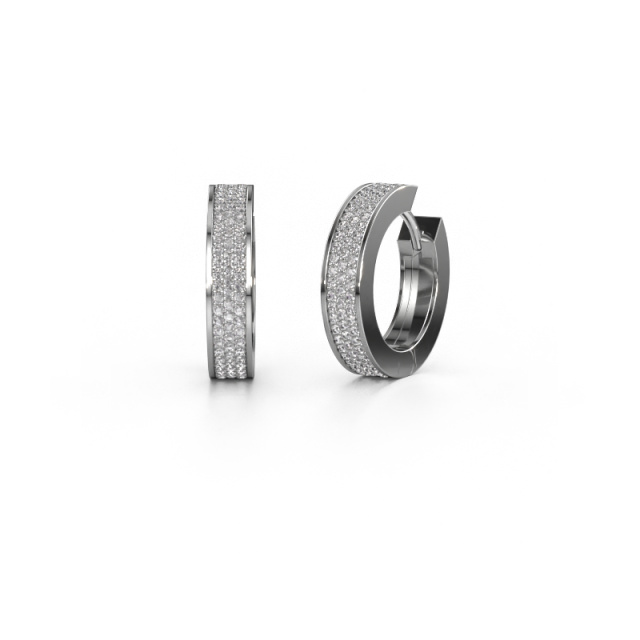 Image of Hoop earrings Renee 6 12 mm 585 white gold Diamond 1.12 crt