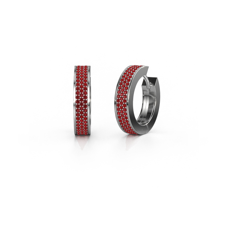 Image of Hoop earrings Renee 6 12 mm 925 silver Ruby 1 mm