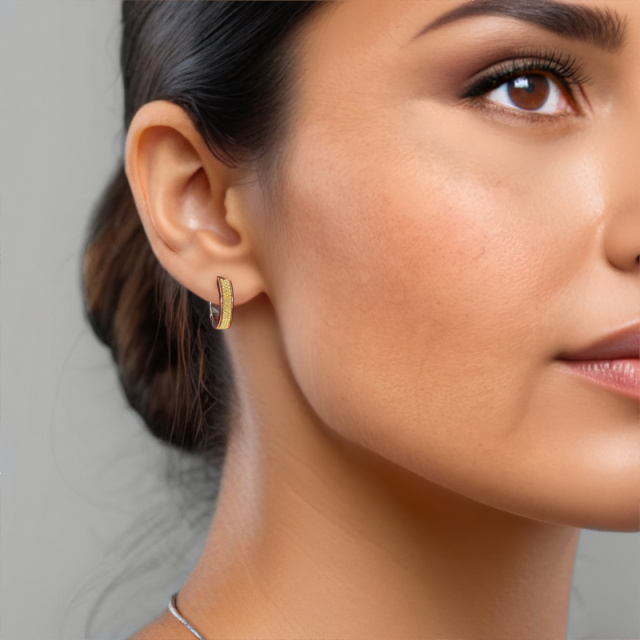 Image of Hoop earrings Renee 6 12 mm 585 rose gold Yellow sapphire 1 mm