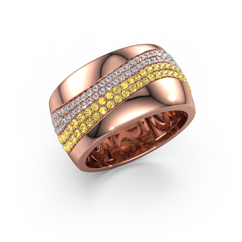 Afbeelding van Ring Ria 585 rosé goud Gele saffier 1 mm