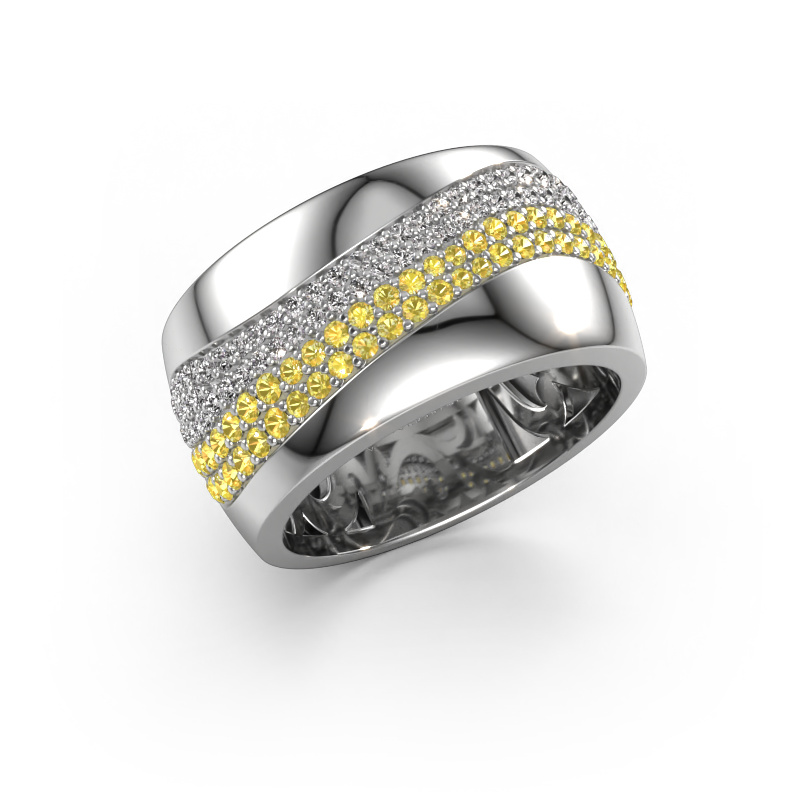 Image de Bague Ria 585 or blanc Saphir jaune 1 mm