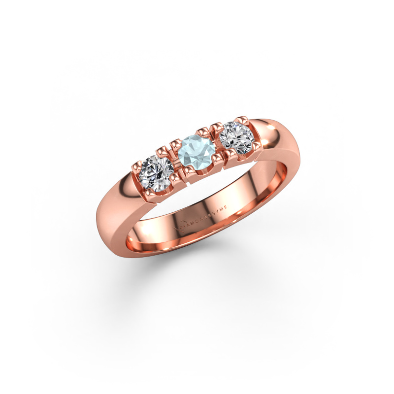 Immagine di Anello Rianne 3 585 oro rosa Acquamarina 3.4 mm