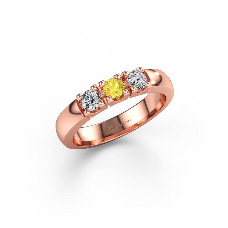 Immagine di Anello Rianne 3 585 oro rosa Zaffiro giallo 3.4 mm