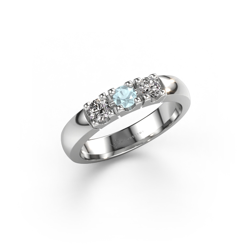 Image de Bague Rianne 3 950 platine Aigue-marine 3.4 mm
