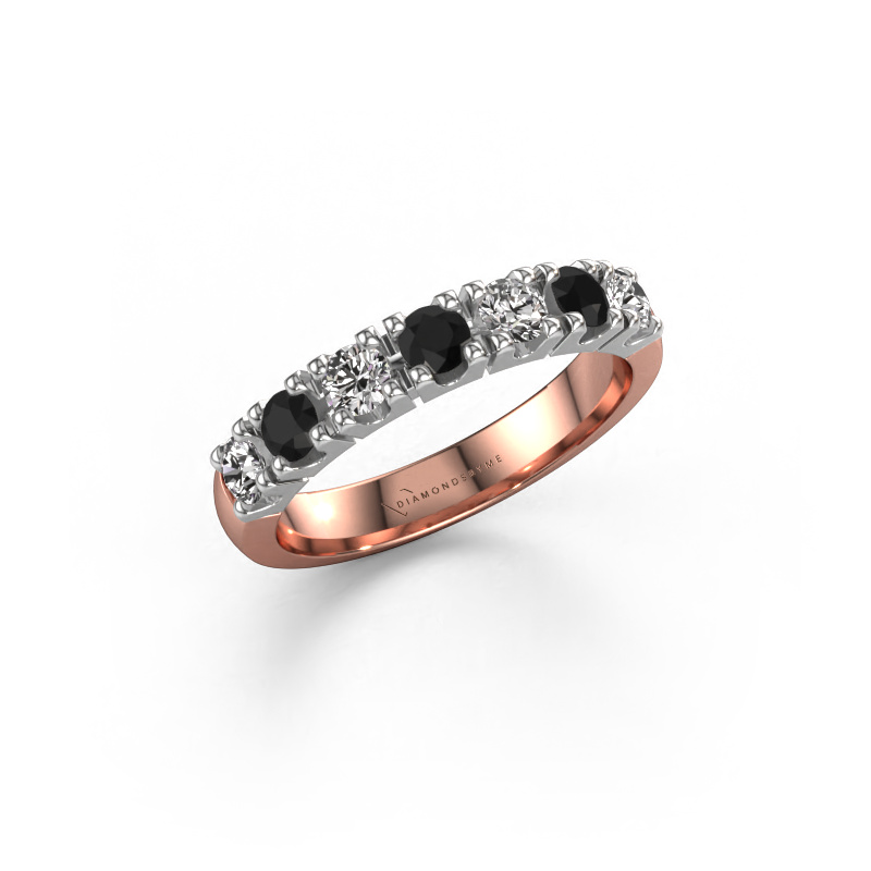 Afbeelding van Ring Rianne 7 585 rosé goud Zwarte diamant 0.76 crt