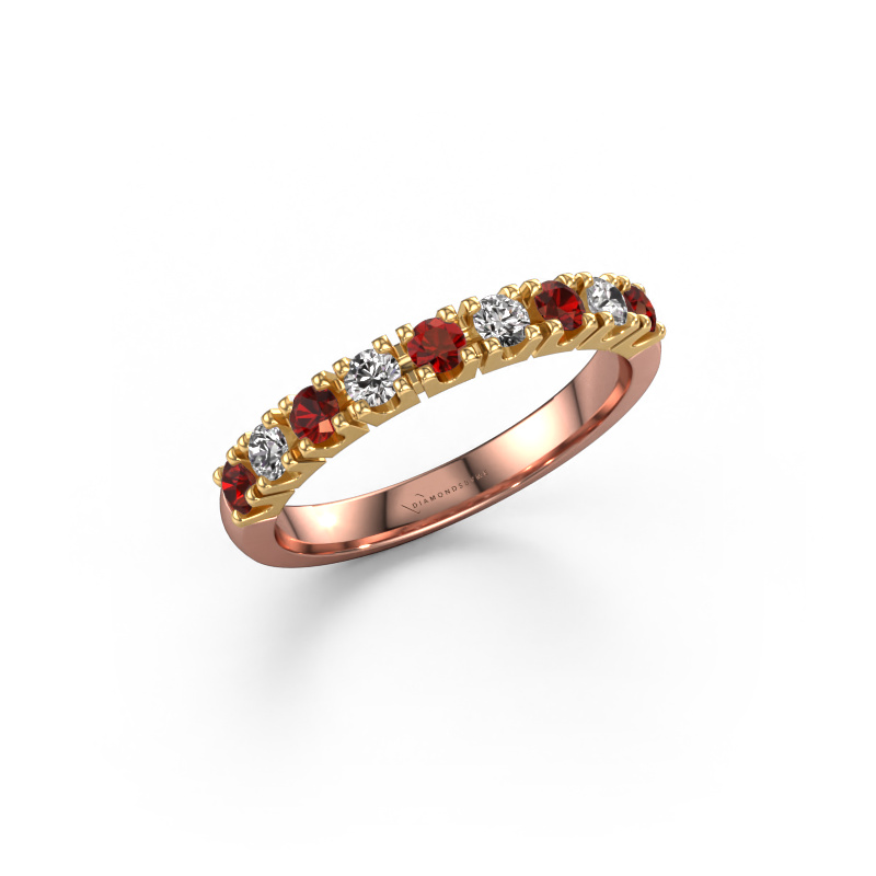 Afbeelding van Ring Rianne 9 585 rosé goud Granaat 2.4 mm