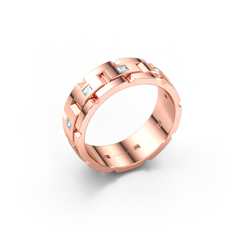 Immagine di Anello da uomo Ricardo 2 585 oro rosa Acquamarina 2 mm