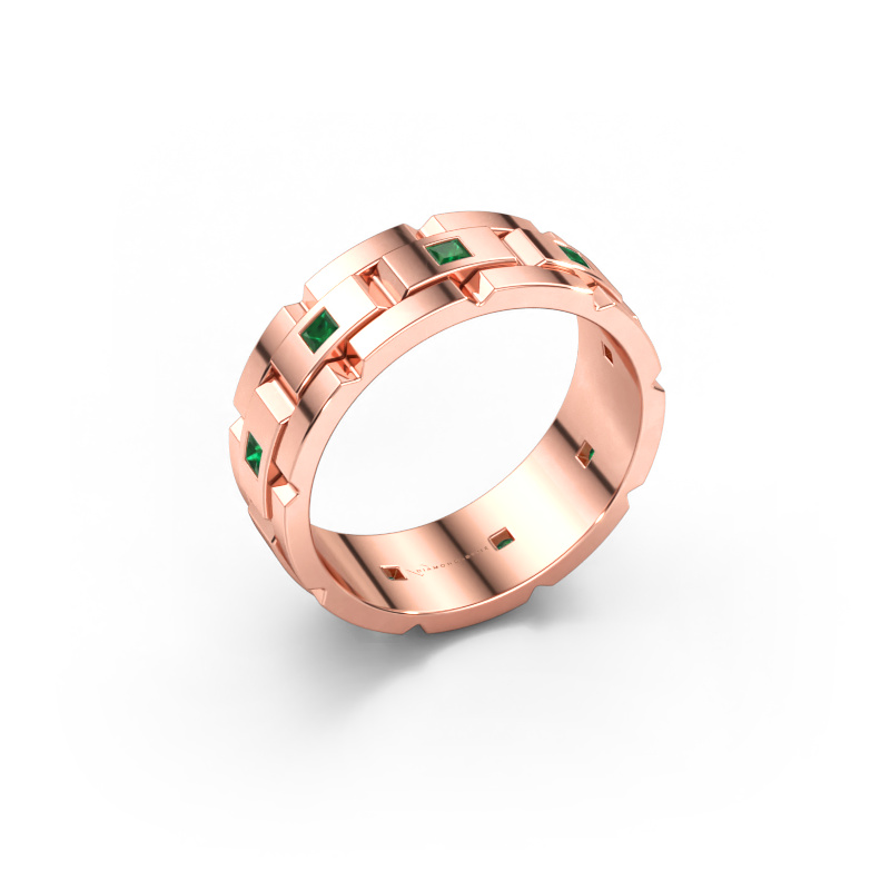 Bild av Herrring Ricardo 2 585 roséguld Smaragd 2 mm