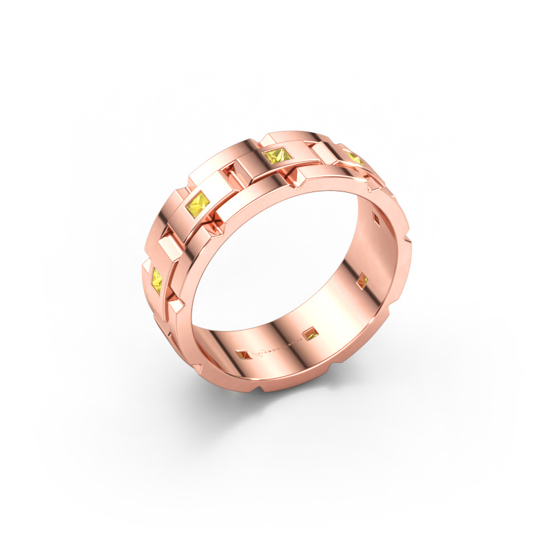 Image of Men's ring Ricardo 2 585 rose gold Yellow sapphire 2 mm