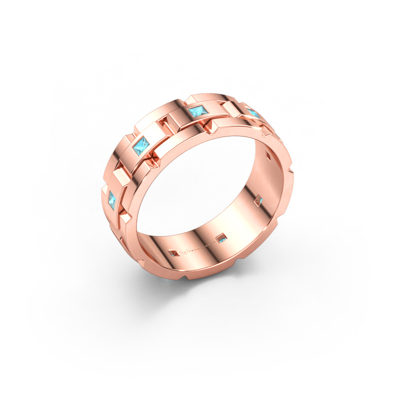 Bild av Herrring Ricardo 2 585 roséguld Blå topas 2 mm