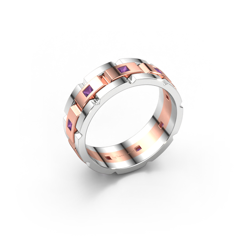 Image of Men's ring Ricardo 2 585 rose gold Amethyst 2 mm