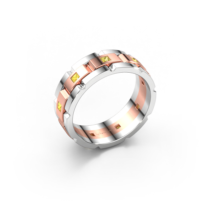 Image of Men's ring Ricardo 2 585 rose gold Yellow sapphire 2 mm