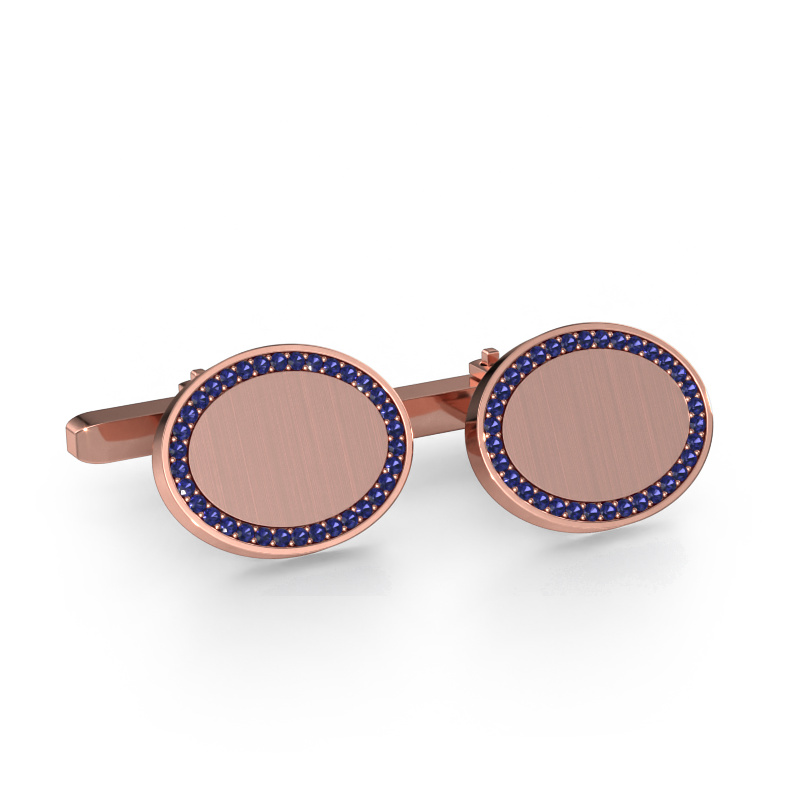 Image of Cufflinks Richano 585 rose gold Sapphire 1.2 mm