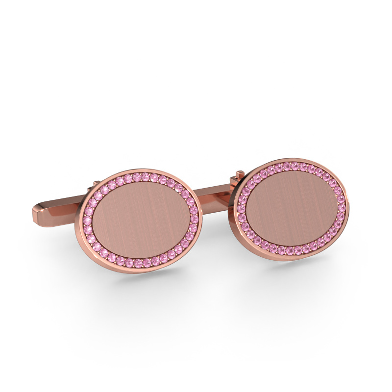 Image of Cufflinks Richano 585 rose gold Pink sapphire 1.2 mm