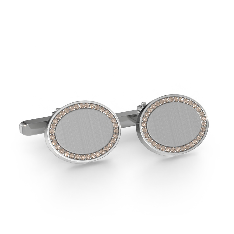 Image of Cufflinks Richano 585 white gold Brown diamond 0.51 crt
