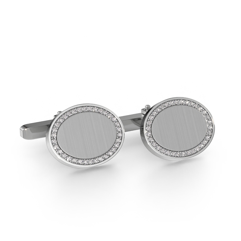 Image of Cufflinks Richano 585 white gold Zirconia 1.2 mm