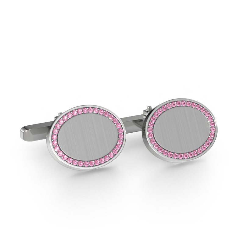 Image of Cufflinks Richano 585 white gold Pink sapphire 1.2 mm