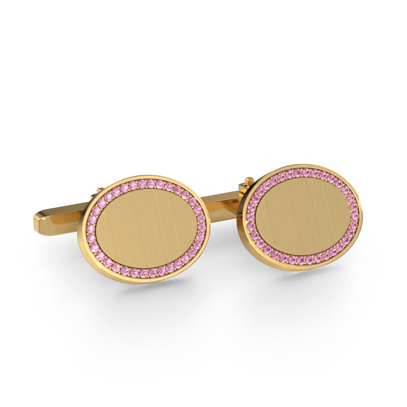 Image of Cufflinks Richano 585 gold Pink sapphire 1.2 mm