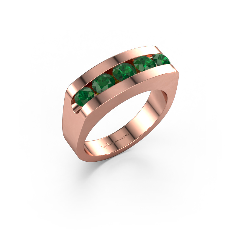 Image of Men's ring Richard 585 rose gold Emerald 4 mm