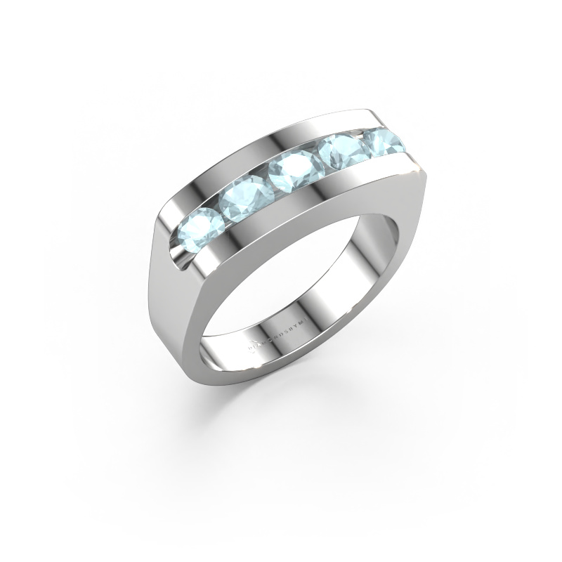 Image of Men's ring Richard 585 white gold Aquamarine 4 mm