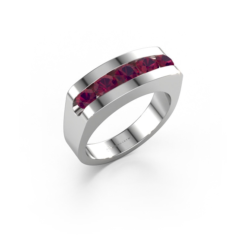 Image de Bague pour homme Richard 585 or blanc Rhodolite 4 mm