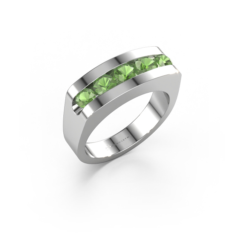 Image of Men's ring Richard 585 white gold Tourmaline green 4 mm