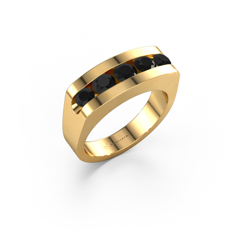 Image de Bague pour homme Richard 585 or jaune Diamant noir 1.332 crt