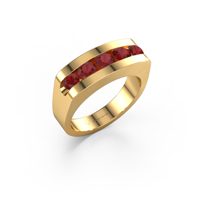 Image de Bague pour homme Richard 585 or jaune Rubis 4 mm