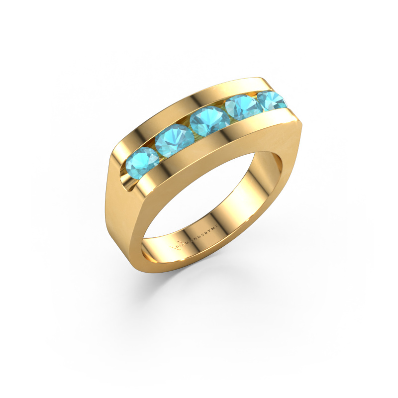 Image of Men's ring Richard 585 gold Blue topaz 4 mm
