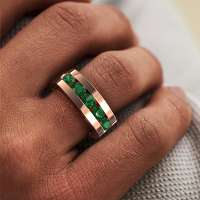 Heavy rose gold emeralds mm Richard men's ring Design your own
