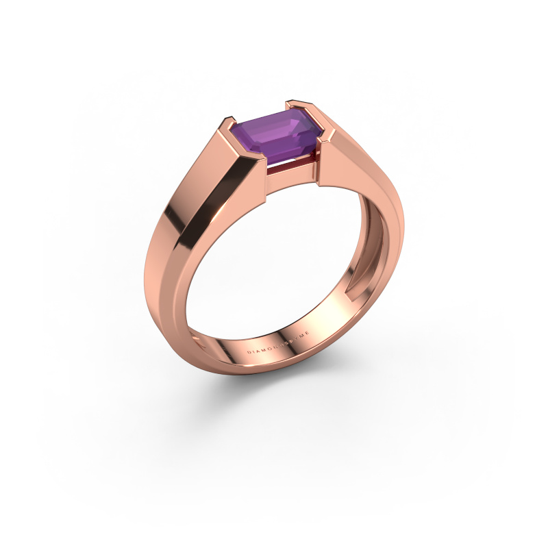Afbeelding van Heren ring Rick 585 rosé goud Amethist 7x5 mm