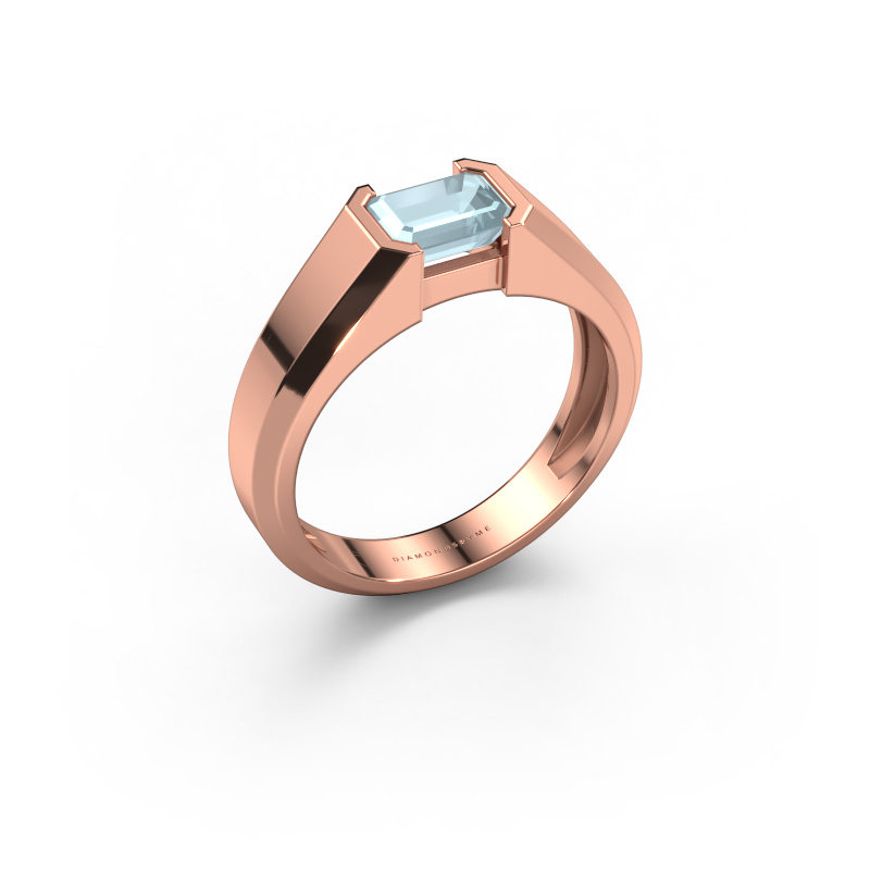 Afbeelding van Heren ring Rick 585 rosé goud Aquamarijn 7x5 mm