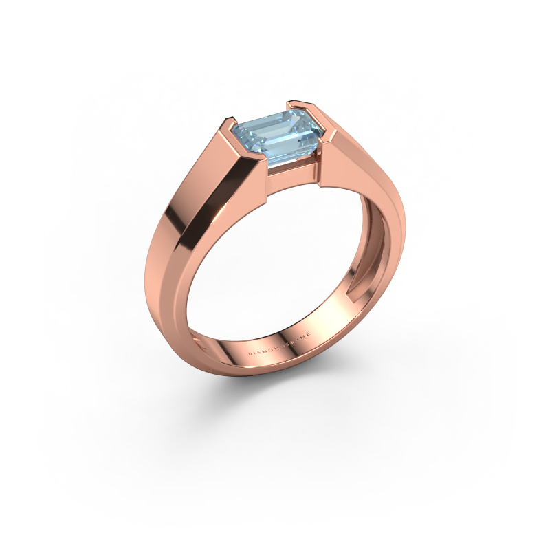 Afbeelding van Heren ring Rick 585 rosé goud Blauwe lab grown diamant 7x5 mm