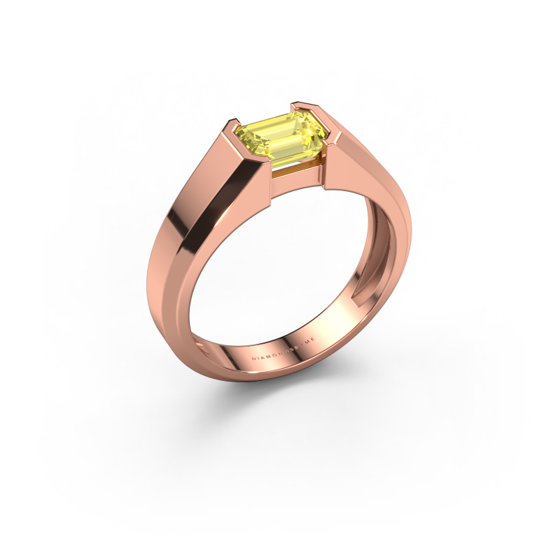 Image of Men's ring Rick 585 rose gold Yellow lab grown diamond 7x5 mm