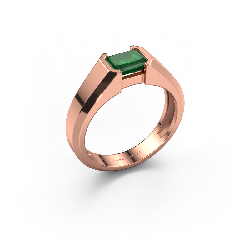 Afbeelding van Heren ring Rick 585 rosé goud Smaragd 7x5 mm