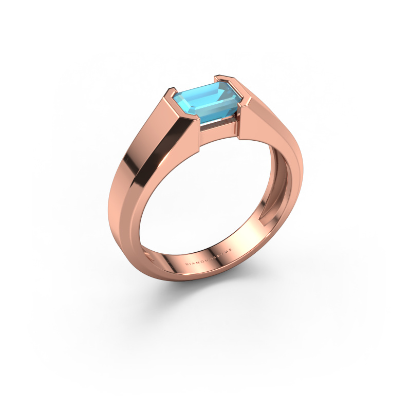 Image de Bague pour homme Rick 585 or rose Topaze bleue 7x5 mm