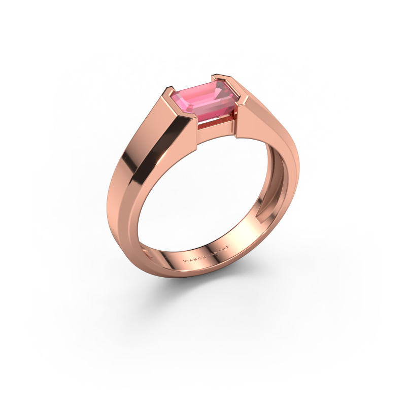 Afbeelding van Heren ring Rick 585 rosé goud Toermalijn pink 7x5 mm