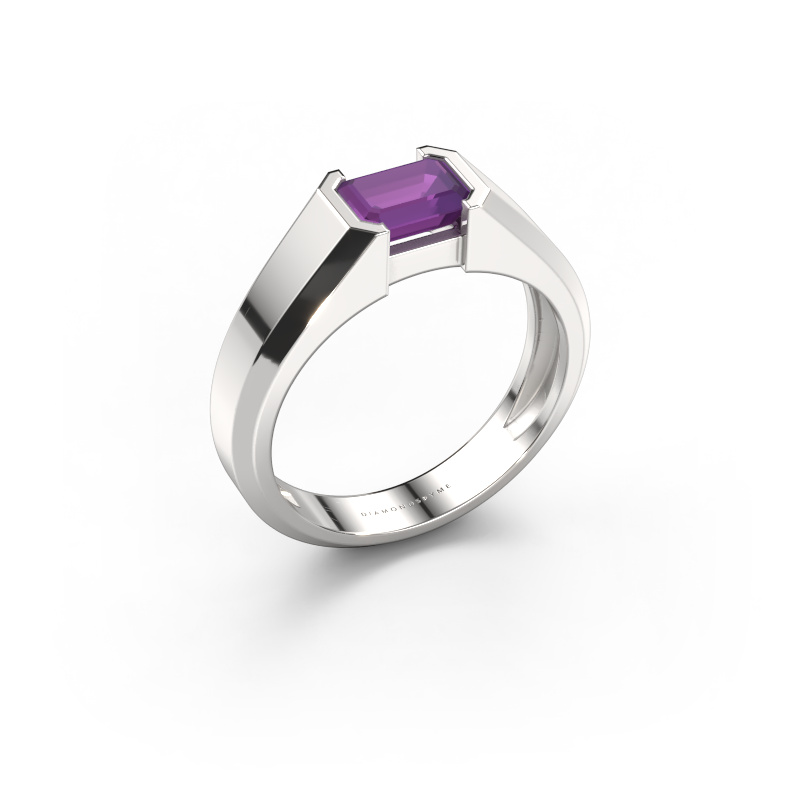 Afbeelding van Heren ring Rick 950 platina Amethist 7x5 mm