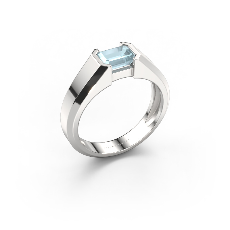 Afbeelding van Heren ring Rick 950 platina Aquamarijn 7x5 mm