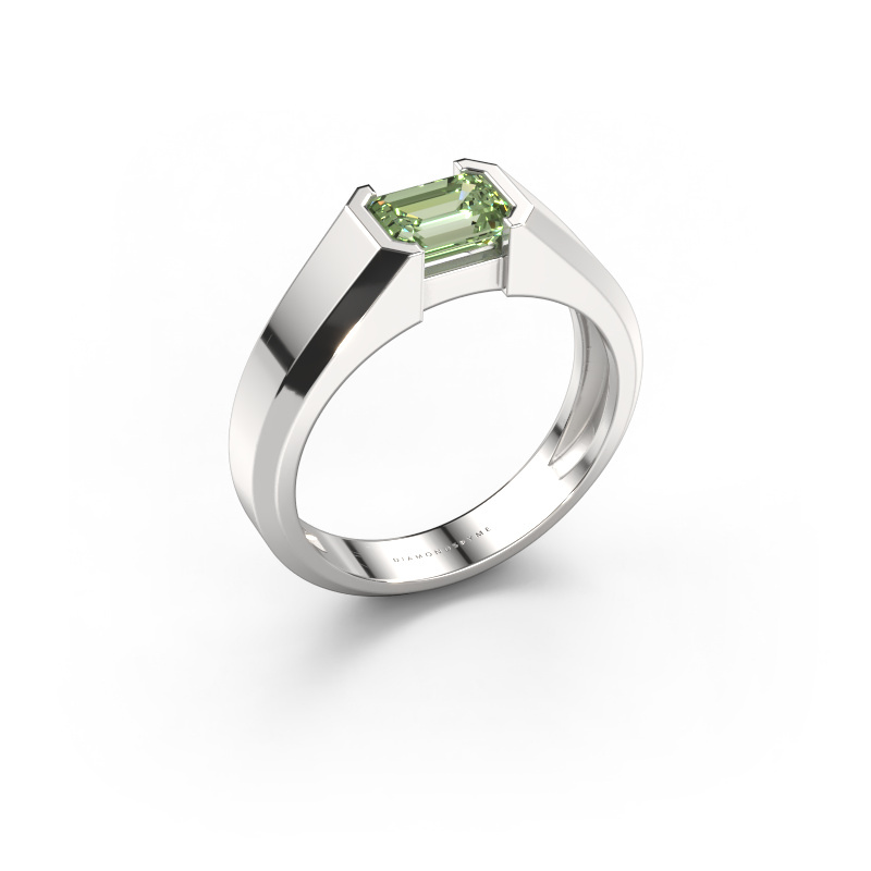 Afbeelding van Heren ring Rick 585 witgoud Groene lab grown diamant 7x5 mm