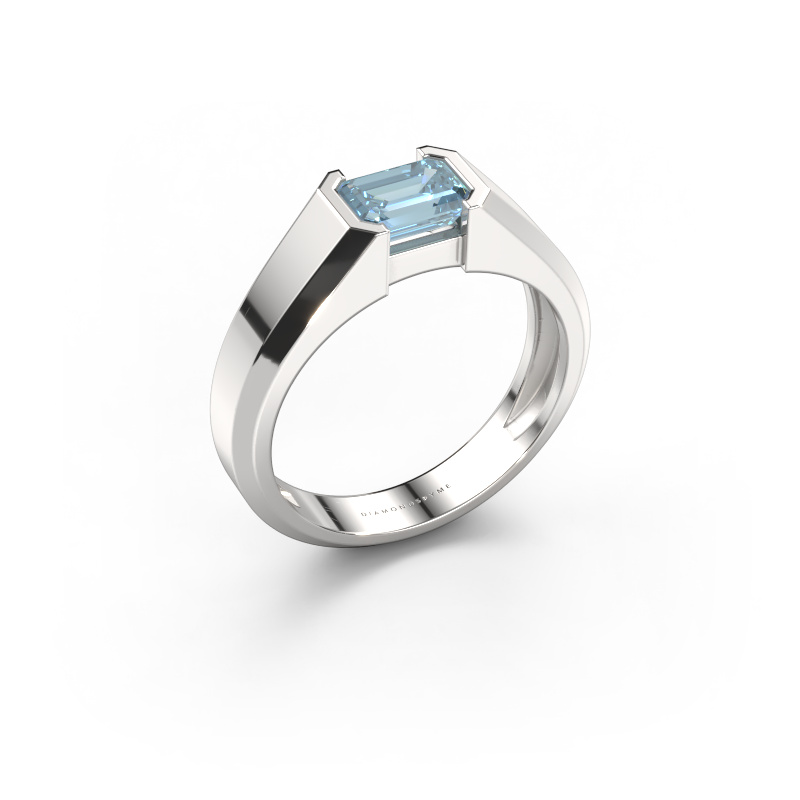Afbeelding van Heren ring Rick 585 witgoud Blauwe lab grown diamant 7x5 mm